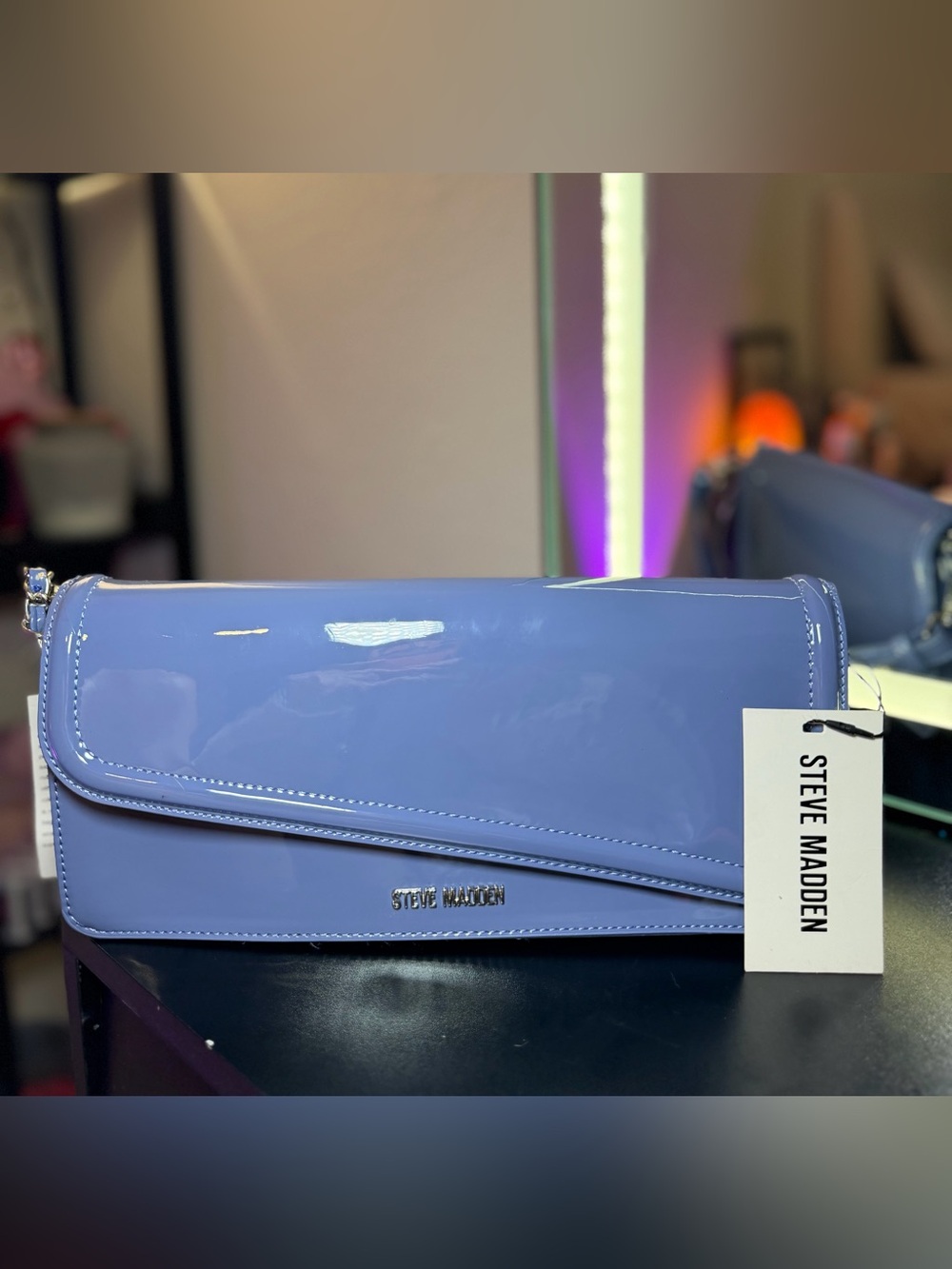Steve Madden Lavender Patent Envelope Wristlet Clutch